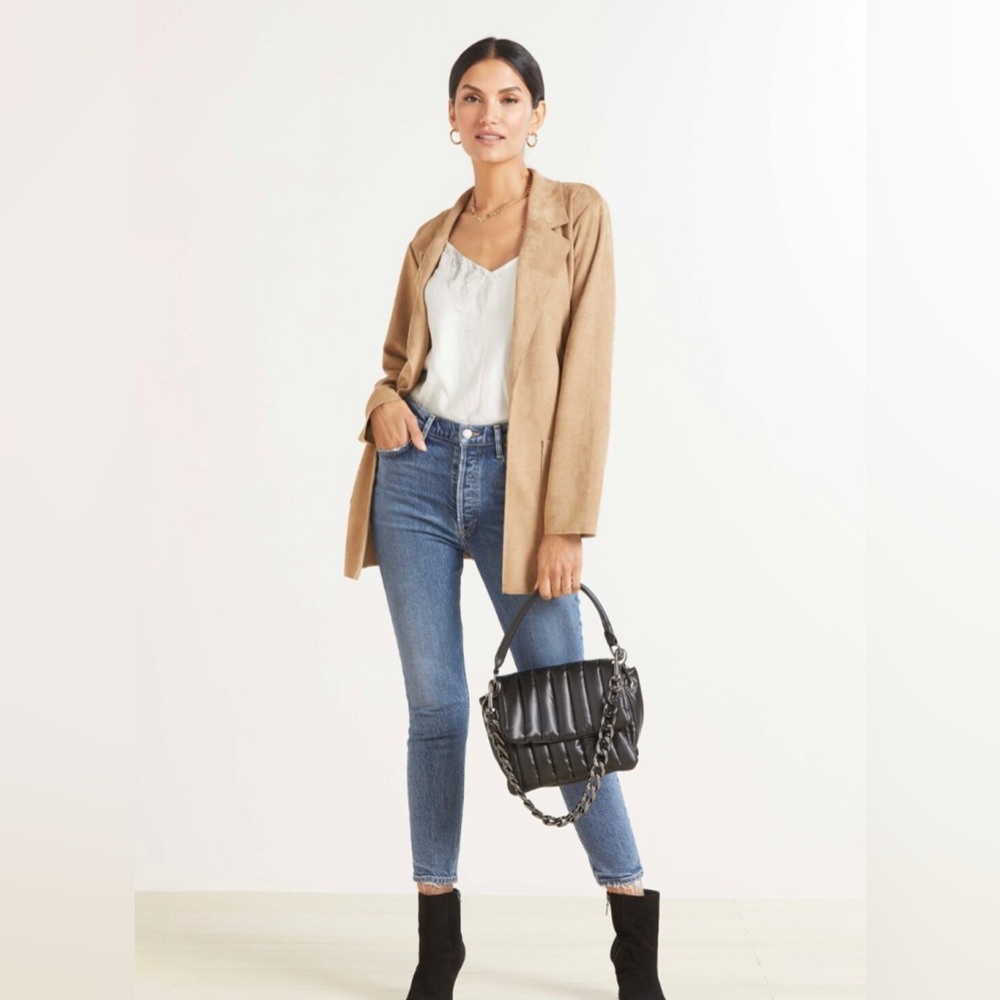 NWT Level 99 Belted Faux Suede Blazer